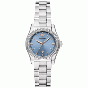 Emporio Armani Women’s Quartz Silver Stainless Steel Blue Dial 32mm Watch AR11593