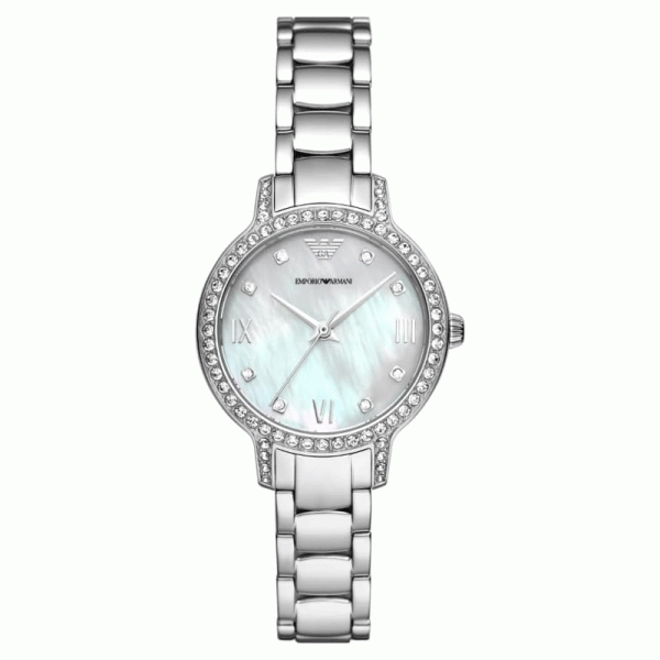 Emporio Armani Women’s Quartz Silver Stainless Steel Mother Of Pearl Dial 32mm Watch AR11484