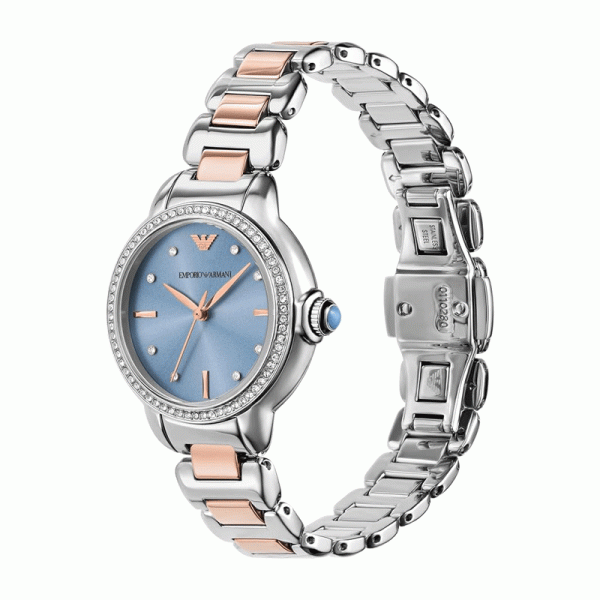 Emporio Armani Women’s Quartz Two Tone Stainless Steel Blue Dial 32mm Watch AR11597