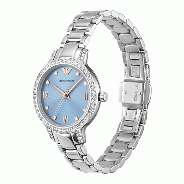 Emporio Armani Women’s Quartz Silver Stainless Steel Blue Dial 32mm Watch AR11585