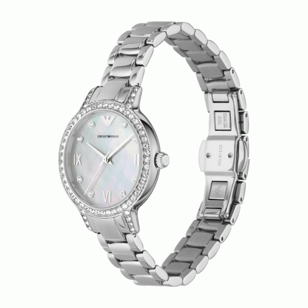 Emporio Armani Women’s Quartz Silver Stainless Steel Mother Of Pearl Dial 32mm Watch AR11484