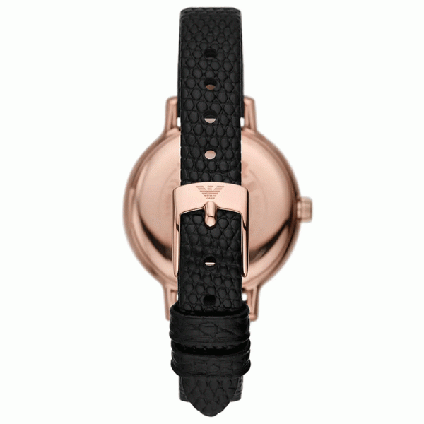 Emporio Armani Women’s Quartz Black Leather Strap Mother Of Pearl Dial 32mm Watch AR11485