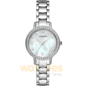 Emporio Armani Women’s Quartz Silver Stainless Steel Mother Of Pearl Dial 32mm Watch AR11484