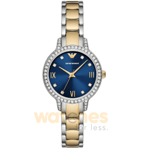 Emporio Armani Women’s Quartz Two Tone Stainless Steel Blue Dial 32mm Watch AR11576
