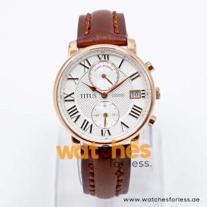 Titus Men’s Automatic Dark Brown Leather Strap White Dial 41mm Watch T2436993 UAE DUBAI AJMAN SHARJAH ABU DHABI RAS AL KHAIMA UMM UL QUWAIN ALAIN FUJAIRAH