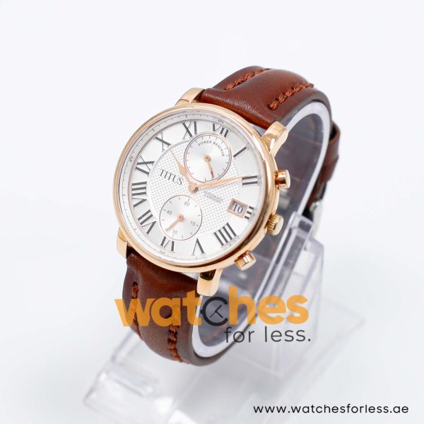 Titus Men’s Automatic Dark Brown Leather Strap White Dial 41mm Watch T2436993 UAE DUBAI AJMAN SHARJAH ABU DHABI RAS AL KHAIMA UMM UL QUWAIN ALAIN FUJAIRAH