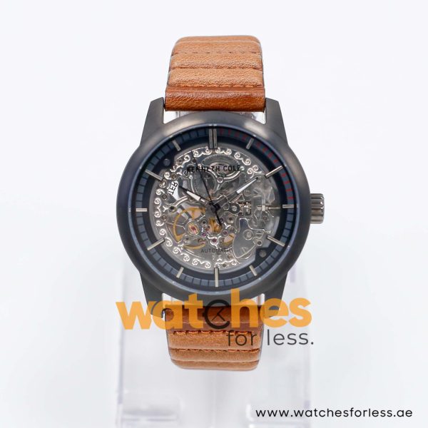 Kenneth Cole Men’s Automatic Brown Leather Strap Black Skeleton Dial 44mm Watch KC10030791/2 UAE DUBAI AJMAN SHARJAH ABU DHABI RAS AL KHAIMA UMM UL QUWAIN ALAIN FUJAIRAH