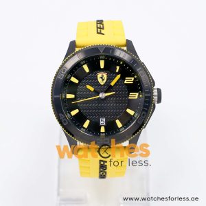 Ferrari Men’s Quartz Yellow Silicone Strap Black Dial 48mm Watch 0830135/1