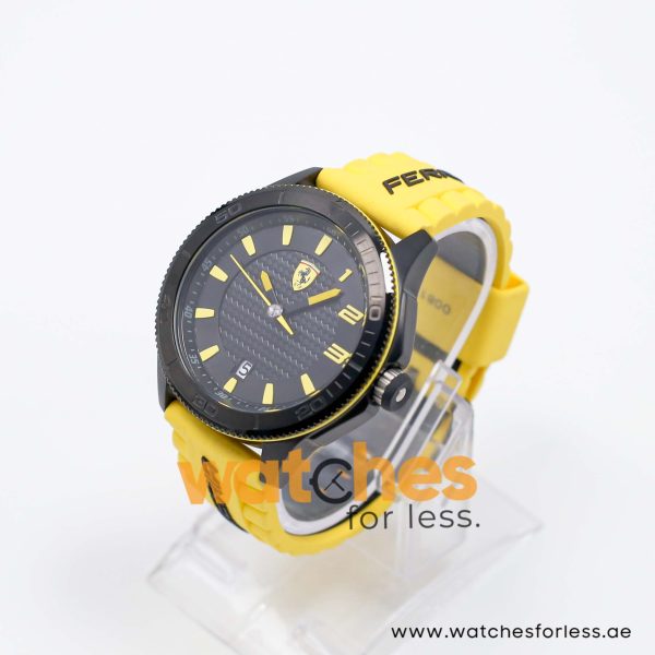 Ferrari Men’s Quartz Yellow Silicone Strap Black Dial 48mm Watch 0830135/1