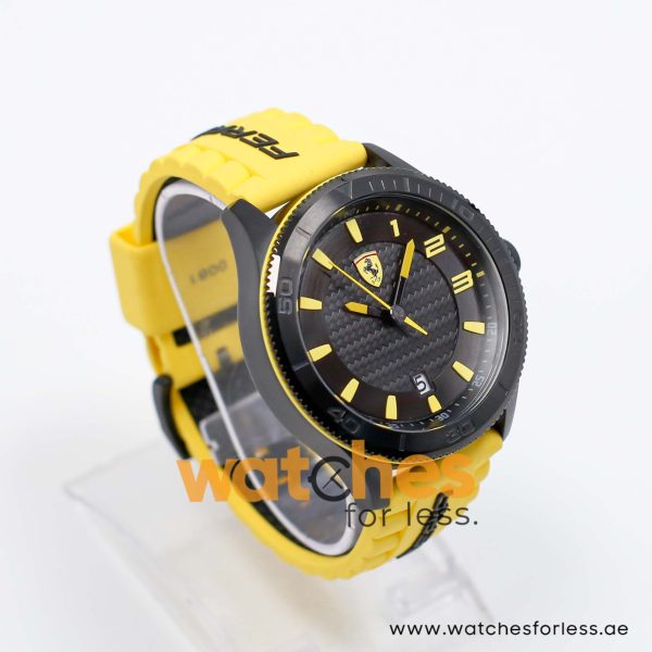 Ferrari Men’s Quartz Yellow Silicone Strap Black Dial 48mm Watch 0830135/1