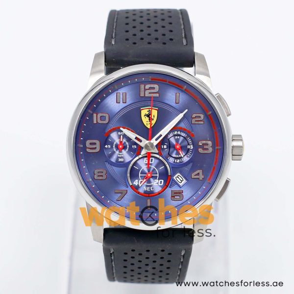 Ferrari Men’s Quartz Black Silicone Strap Blue Dial 44mm Watch 830041/5