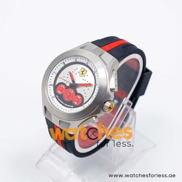 Ferrari Men’s Quartz Black Silicone Strap Silver Dial 44mm Watch 830022