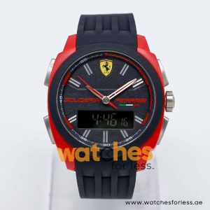 Ferrari Men’s Digital & Quartz Black Silicone Strap Black Dial 46mm Watch 830121