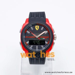 Ferrari Men’s Digital & Quartz Black Silicone Strap Black Dial 46mm Watch 830121