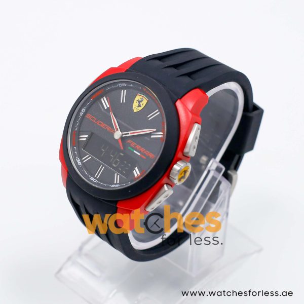 Ferrari Men’s Digital & Quartz Black Silicone Strap Black Dial 46mm Watch 830121