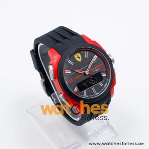 Ferrari Men’s Digital & Quartz Black Silicone Strap Black Dial 46mm Watch 830121