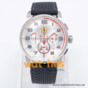 Ferrari Men’s Quartz Black Silicone Strap Silver Dial 44mm Watch 830064