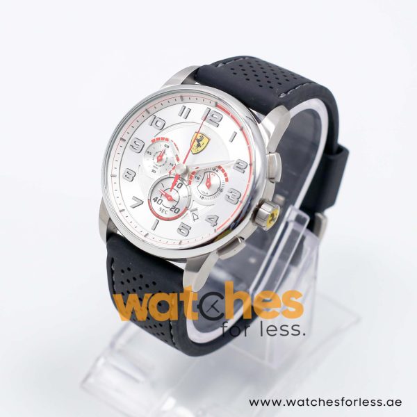 Ferrari Men’s Quartz Black Silicone Strap Silver Dial 44mm Watch 830064