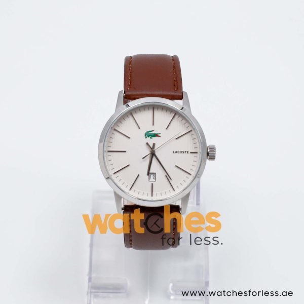 Lacoste Men’s Quartz Dark Brown Leather Strap White Dial 40mm Watch 2010465/1