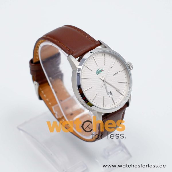 Lacoste Men’s Quartz Dark Brown Leather Strap White Dial 40mm Watch 2010465/1