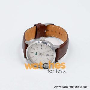 Lacoste Men’s Quartz Dark Brown Leather Strap White Dial 40mm Watch 2010465/1