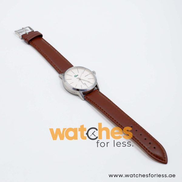 Lacoste Men’s Quartz Dark Brown Leather Strap White Dial 40mm Watch 2010465/1