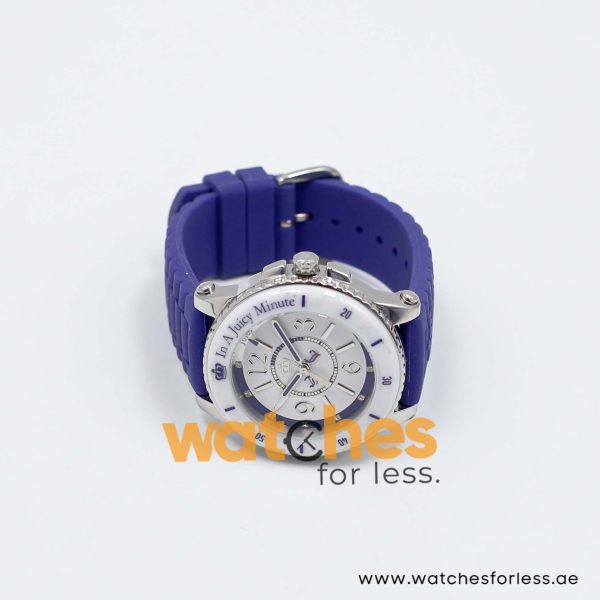 Juicy Couture Women’s Quartz Purple Silicone Strap White Dial 39mm Watch 1900789