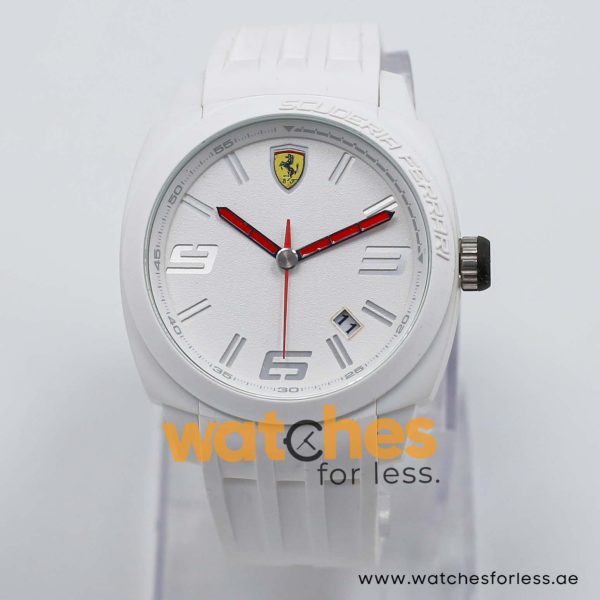 Ferrari Men’s Quartz White Silicone Strap White Dial 46mm Watch 830113/1