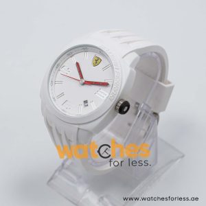 Ferrari Men’s Quartz White Silicone Strap White Dial 46mm Watch 830113/1