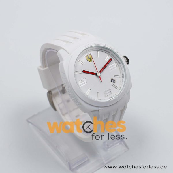 Ferrari Men’s Quartz White Silicone Strap White Dial 46mm Watch 830113/1