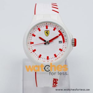 Ferrari Men’s Quartz White Silicone Strap White Dial 44mm Watch 830127/1