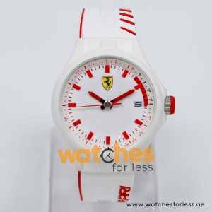 Ferrari Men’s Quartz White Silicone Strap White Dial 44mm Watch 830127/1