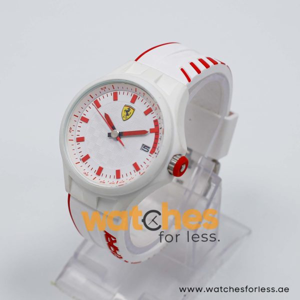 Ferrari Men’s Quartz White Silicone Strap White Dial 44mm Watch 830127/1