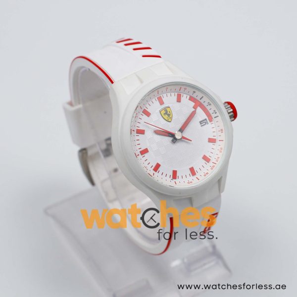 Ferrari Men’s Quartz White Silicone Strap White Dial 44mm Watch 830127/1