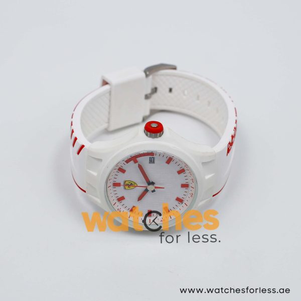 Ferrari Men’s Quartz White Silicone Strap White Dial 44mm Watch 830127/1