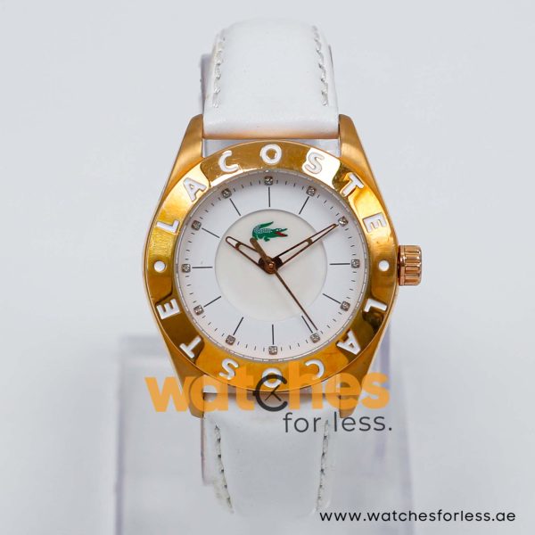 Lacoste Women’s Quartz White Leather Strap White Mother Of Pearl Dial 38mm Watch 2000534/1