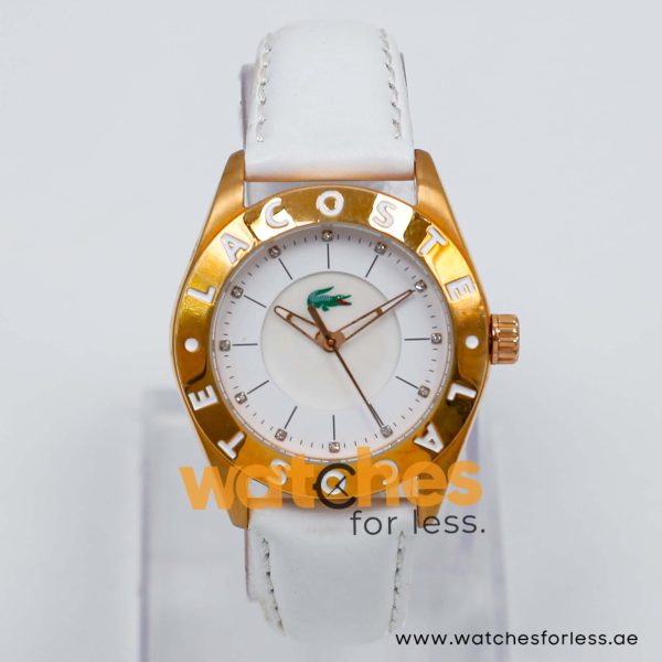 Lacoste Women’s Quartz White Leather Strap White Mother Of Pearl Dial 38mm Watch 2000534/1