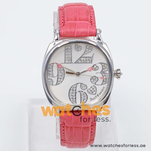 Juicy Couture Women’s Quartz Pink Leather Strap Silver Dial 36mm Watch 1900692