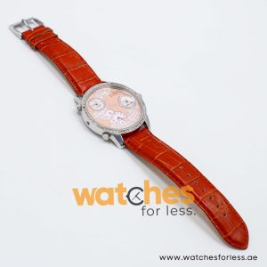 Elle Women’s Quartz Dark Orange Leather Strap Peach & Mother Of Pearl Dial 45mm (Three Time Zone) Watch EL20070S03C