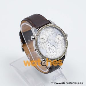 Elle Women’s Quartz Dark Brown Leather Strap Grey & Mother Of Pearl Dial 45mm (Three Time Zone) Watch EL20070S01C