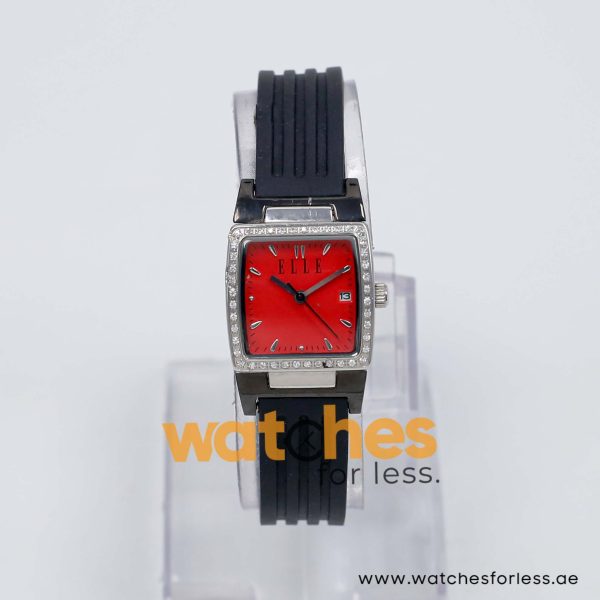 Elle Women’s Quartz Black Silicone Strap Red Dial 23mm Watch EL20039P02N/1