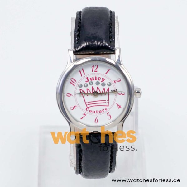 Juicy Couture Women’s Quartz Black Leather Strap White Dial 32mm Watch 1900406