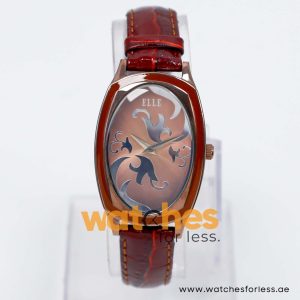 Elle Women’s Quartz Dark Brown Leather Strap Brown Dial 28mm Watch EL20005S05C/1