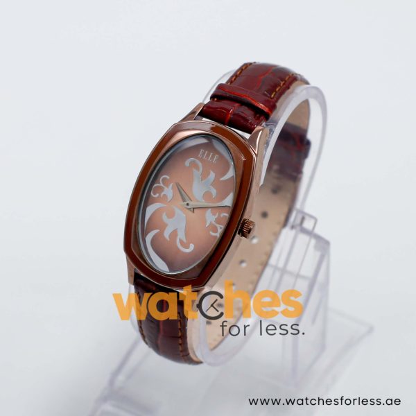 Elle Women’s Quartz Dark Brown Leather Strap Brown Dial 28mm Watch EL20005S05C/1