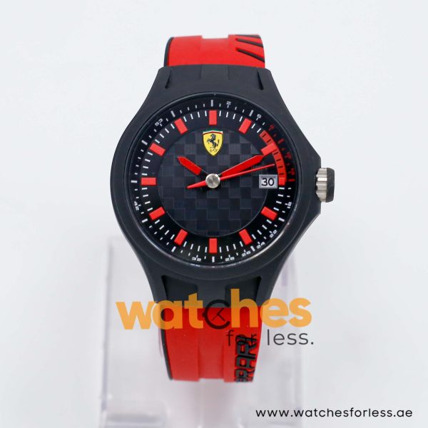 Ferrari Men’s Quartz Red Silicone Strap Black Dial 44mm Watch 830172