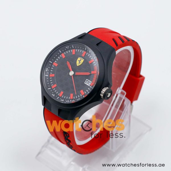 Ferrari Men’s Quartz Red Silicone Strap Black Dial 44mm Watch 830172