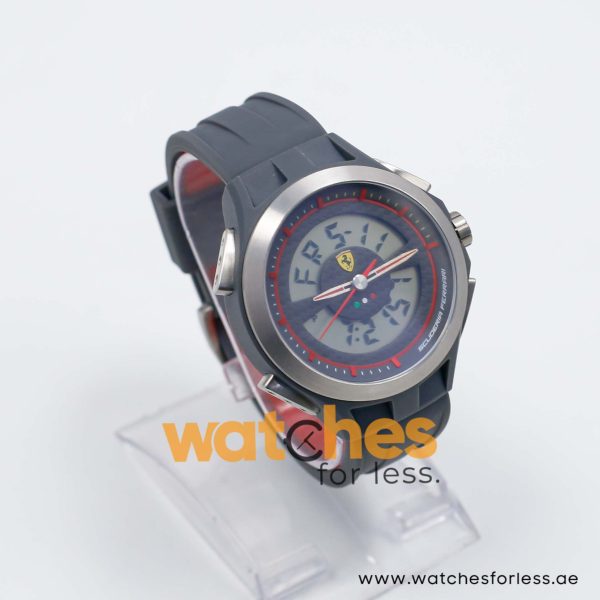 Ferrari Men’s Digital & Quartz Grey Silicone Strap Grey Dial 46mm Watch 830073