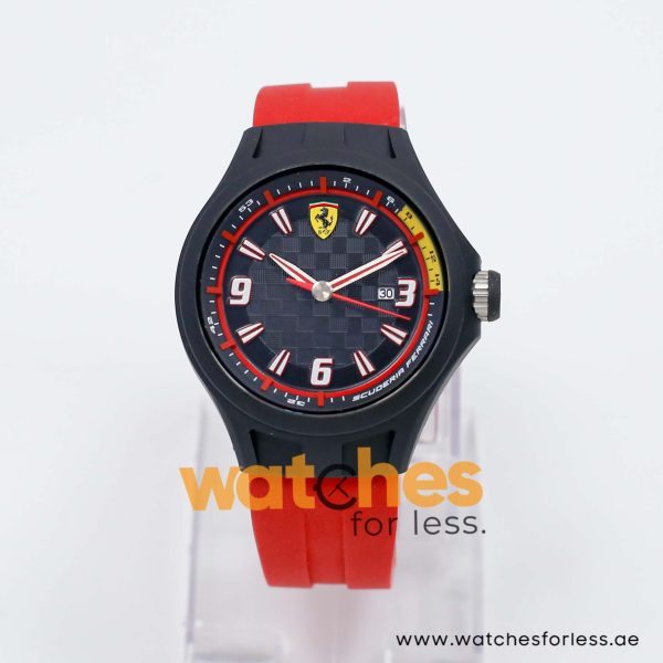 Ferrari Men’s Quartz Red Silicone Strap Black Dial 44mm Watch 830002