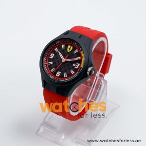 Ferrari Men’s Quartz Red Silicone Strap Black Dial 44mm Watch 830002