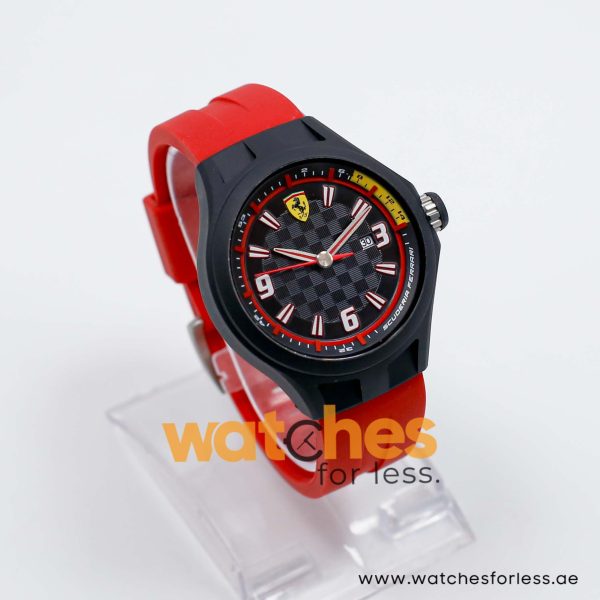 Ferrari Men’s Quartz Red Silicone Strap Black Dial 44mm Watch 830002